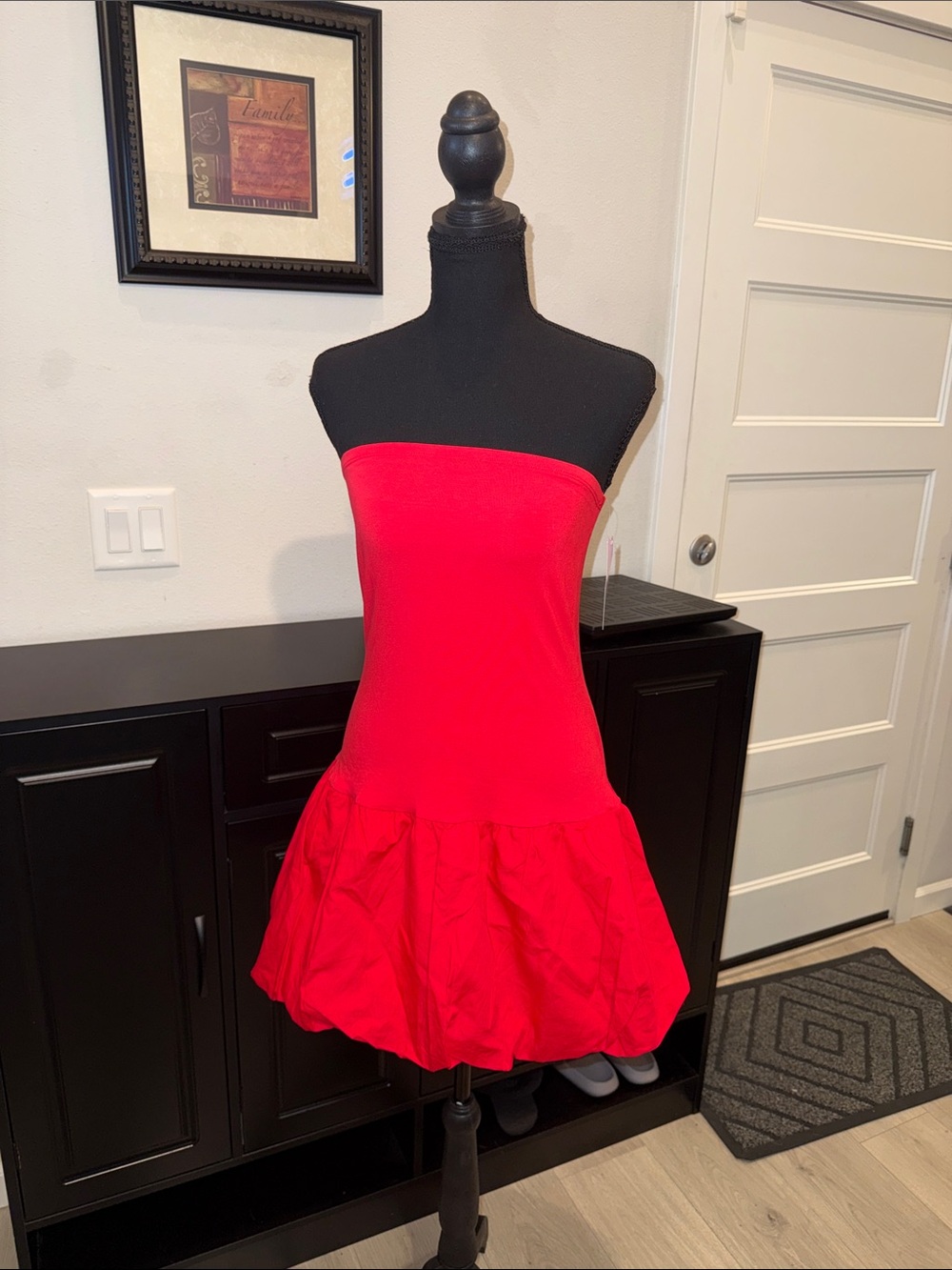 Wild Fable Red Strapless Bubble-Hem Dress